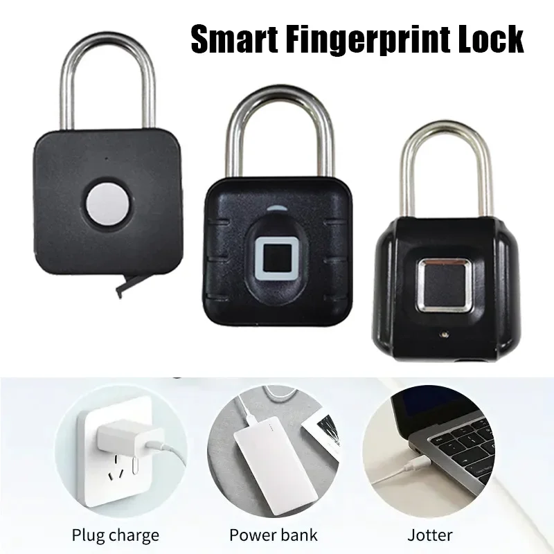 

KKeyless USB Charging Fingerprint Lock Smart Padlock Waterproof 0.2s Unlock Portable Anti-theft Electronic DoorLock Zinc