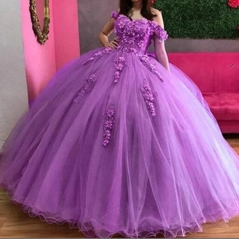 ANGELSBRIDEP Princess Mexican Cheap Quinceanera Dresses For 15 Years Old Applique Off-Shoulder Cinderella Birthday Party Gown