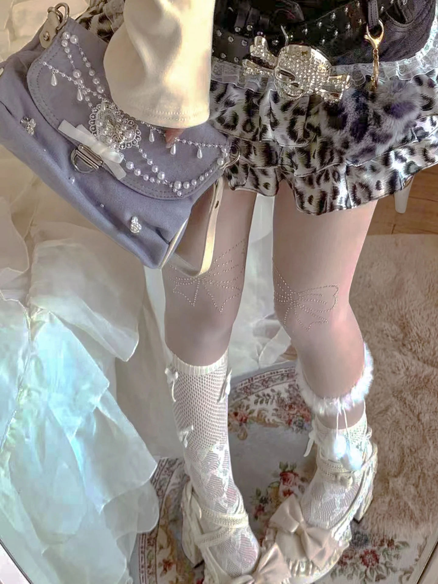 

Original Japanese Sweet Girl Bags Pearl Bow Clip Crossbody Bag Femme College Style Elegant Casual Handbags for Women