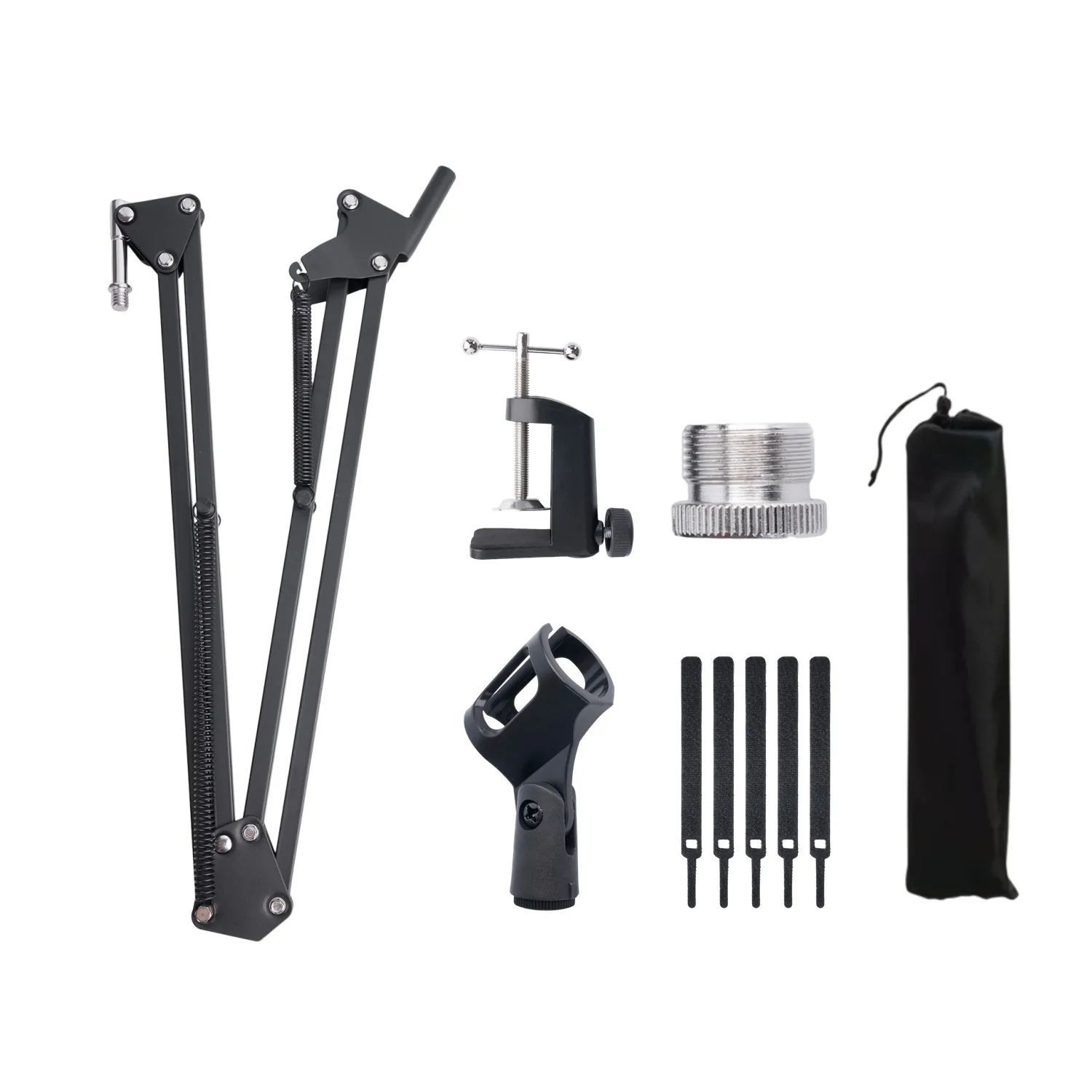 Extendable Recording Microphone Holder Suspension Boom Scissor Arm Stand Holder with Mic Clip Table Mounting Clamp