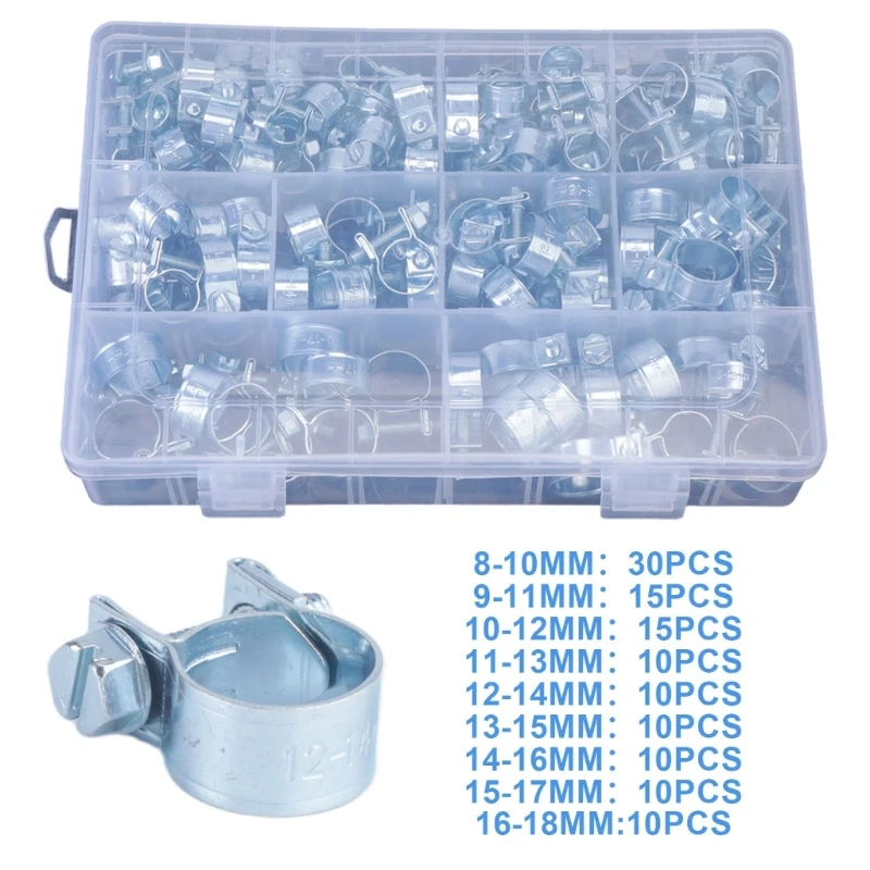 Schraubenverstellbarer Mini-Schlauchklemmensatz, 120-teilig mit Größenetiketten H8WE – Detail 1