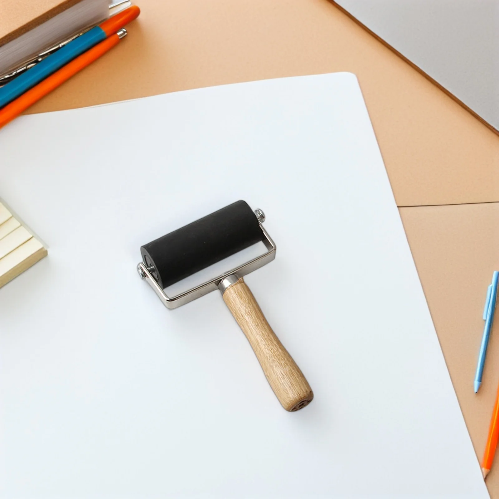 5 قطعة مجموعة أدوات الطباعة المتداول النفط المطاط الأسطوانة الخشبية للطباعة كتلة Baren Diy بها بنفسك ختم الفن الحرفية المشاريع التدريس