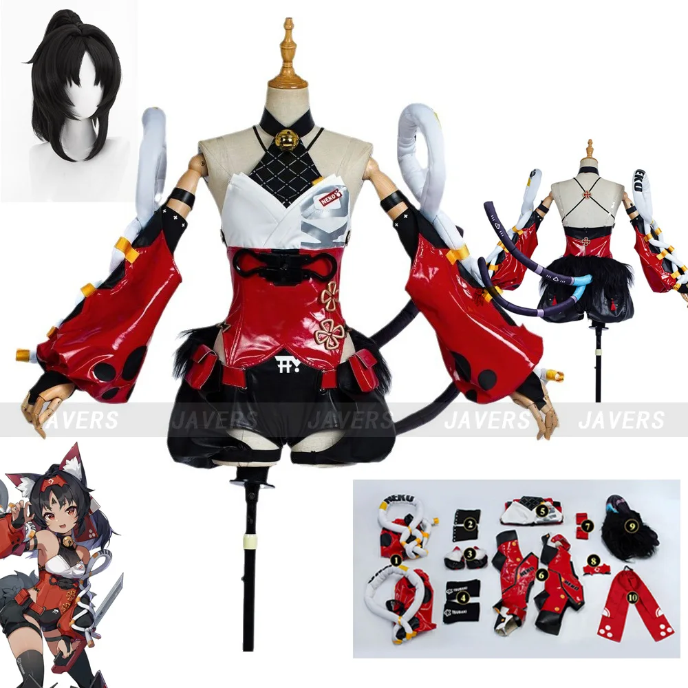 

Mana Nekomiya Cosplay Game Zenless Zone Zero Costume Nekomata Cosplay Wig Cute Cat Uniform Halloween Carnival Role Play Outfits