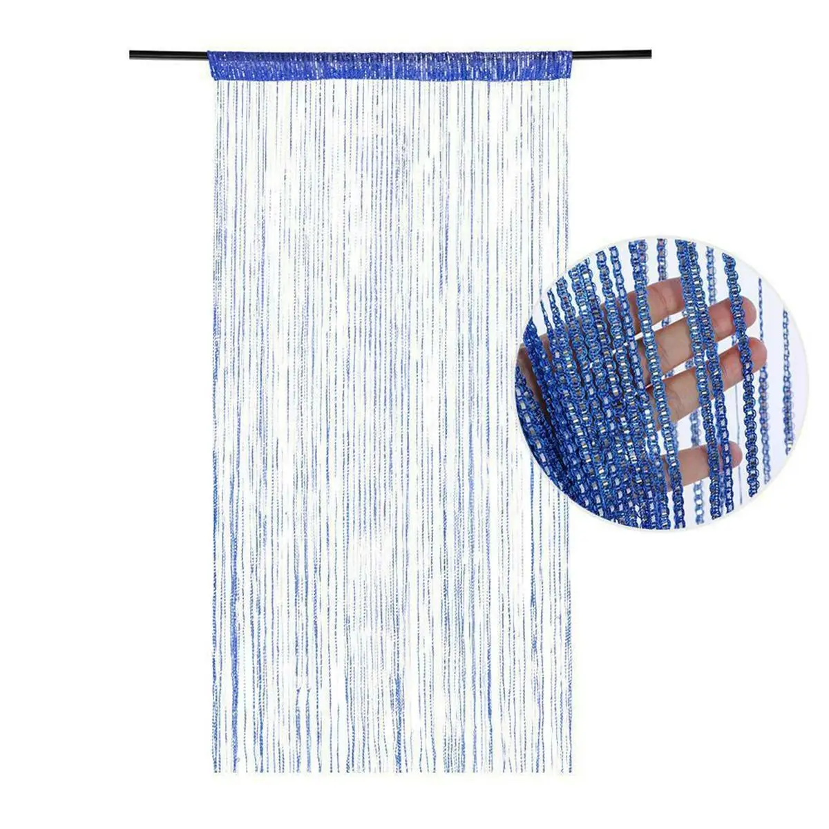 100 x 200cm Fly Screen Hanging Shiny Door Beaded String Curtain Tassel Line Valance Divider Drape