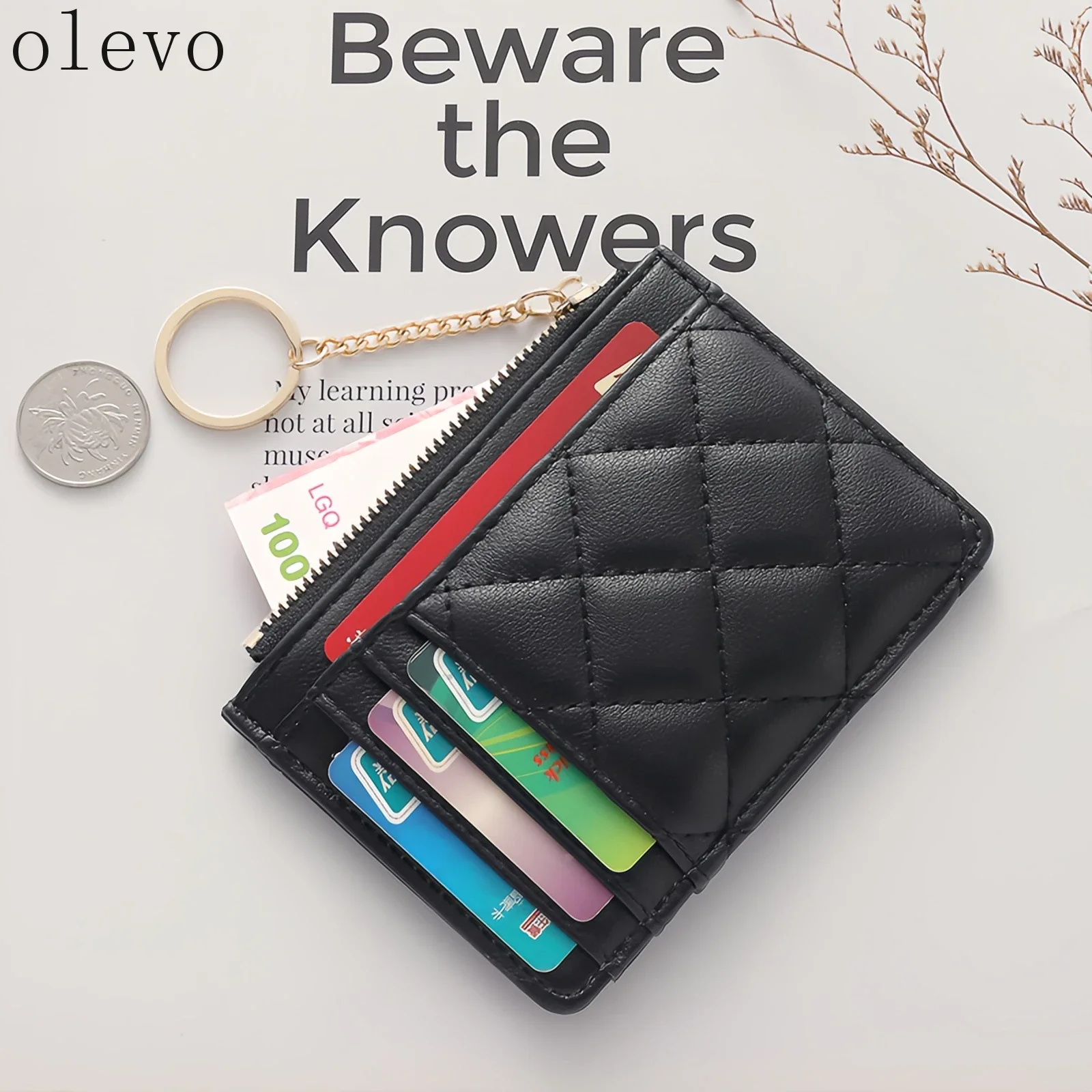 Women Mini Wallet  ID Card Holder Bag with Multiple Card Slots and ID Holder Zipped Coin Purse PU Leather