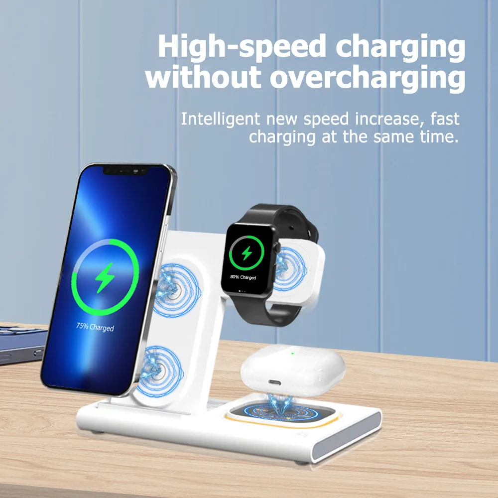 Suitable for iPhone, Samsung 3in1 wireless charger, foldable portable stand, fast charging, multifunctional magnetic suction