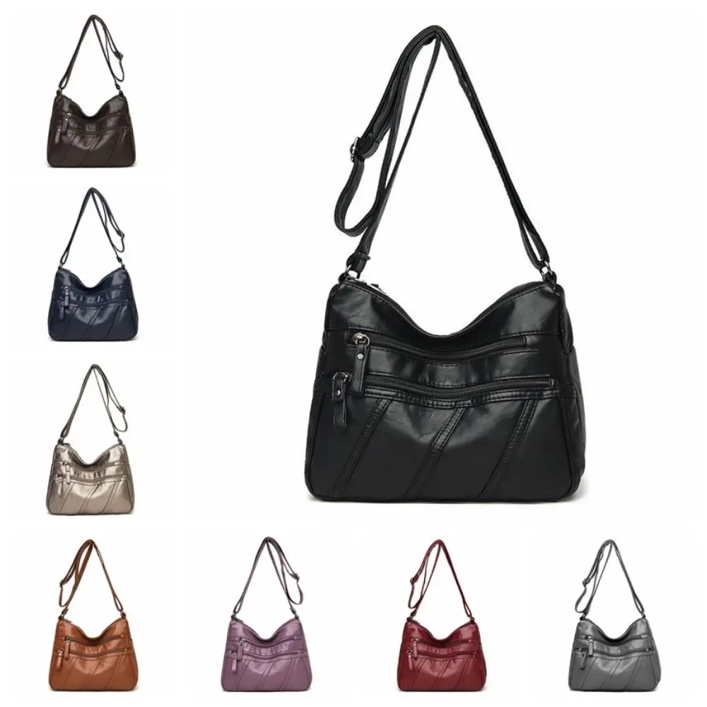 Casual PU Mom Handbag Soft Leather Adjustable Strap Women Crossbody Spacious Interior Soft Leather Bag Daily Shopping