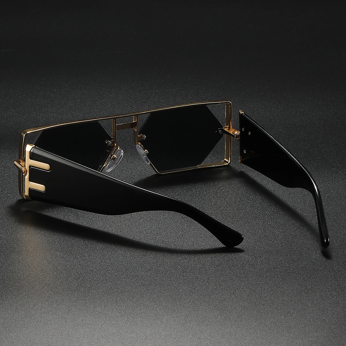 Coole Luxus-Sonnenbrille für Damen, quadratisch, aushöhlen, Designer-Brille, kräftig, Vintage, Ins Fashoin Shades – Detail 7