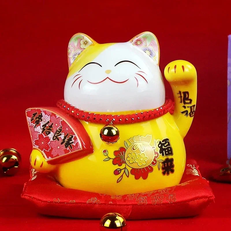 

5 Inch Ceramic Maneki Neko Lucky Cat Ornament Fortune Cat Money Box Piggy Bank Figure Home Decoration Centerpiece