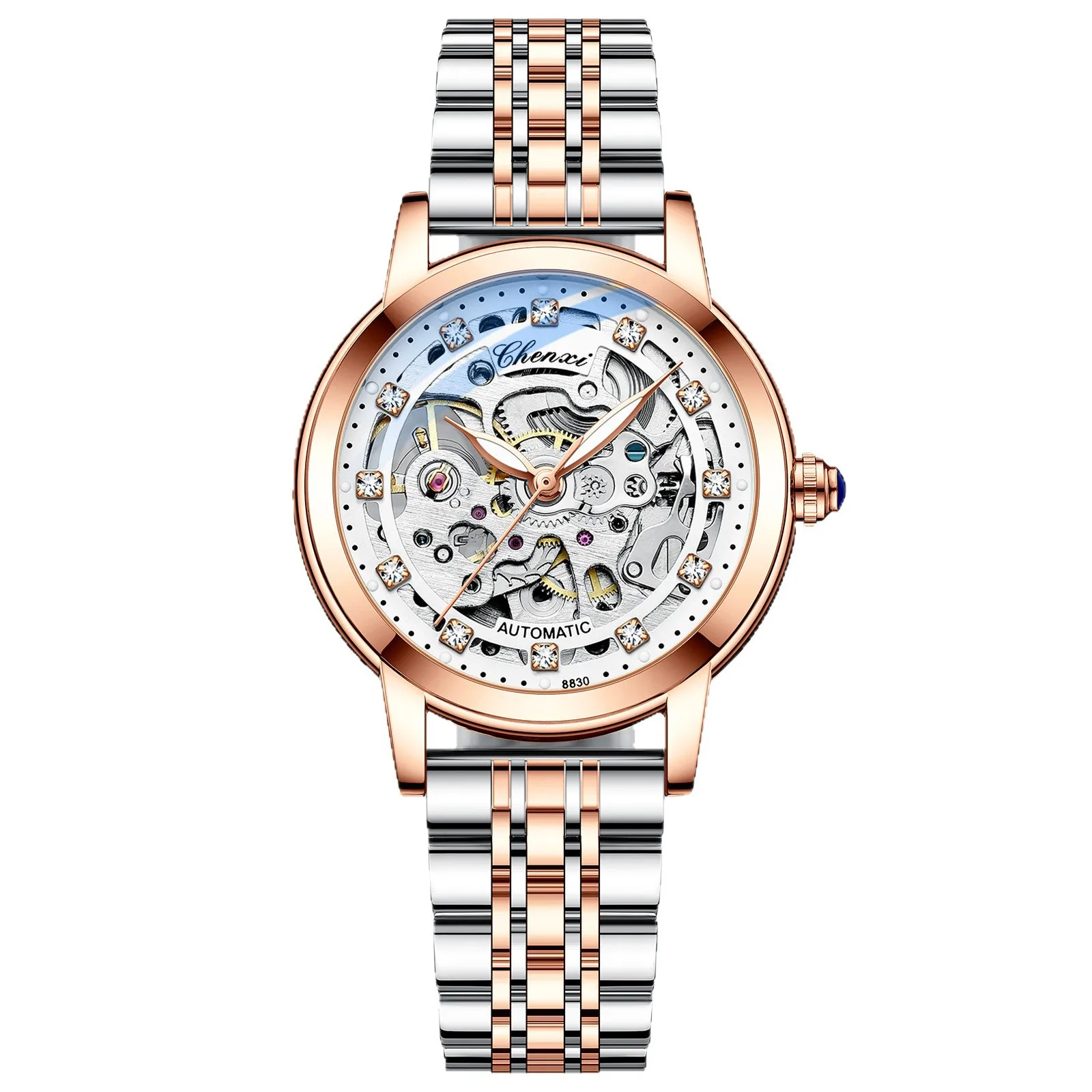 Dawn fashion diamond inlaid full-automatic hollow mechanical watch Women live broadcast Tiktok cross-border trade watch