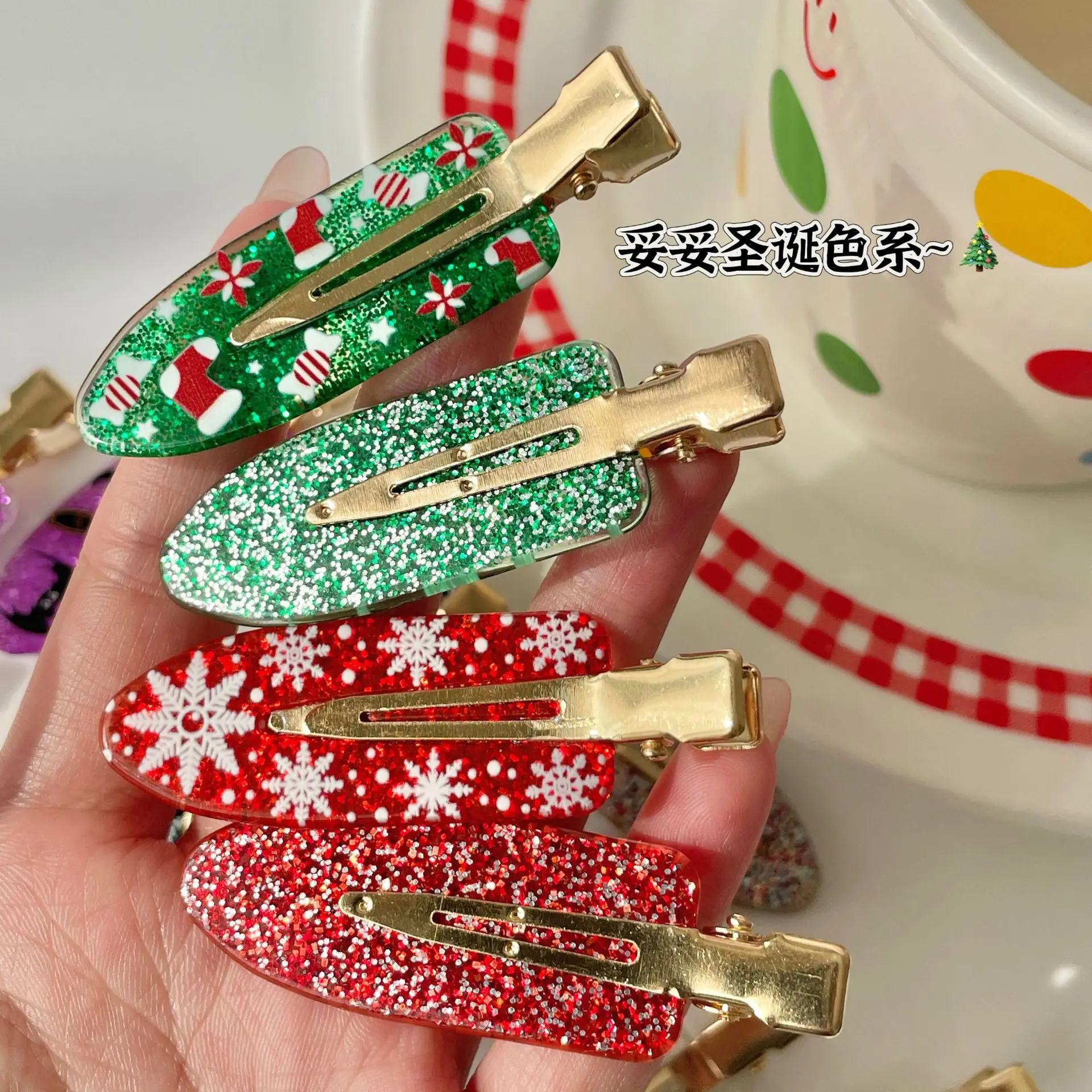 1pcs candy Christmas socks gift Elk New English letter Christmas claw clip hairpin hair clips for girls