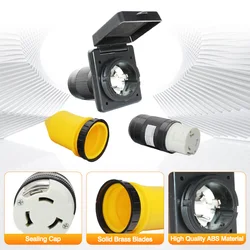 50AMP RV Power Inlet Shore Power Kit w/Boot Cord Protector 125/250V NEMA SS2-50P SS2-50R Twist Lock Male Female Plug