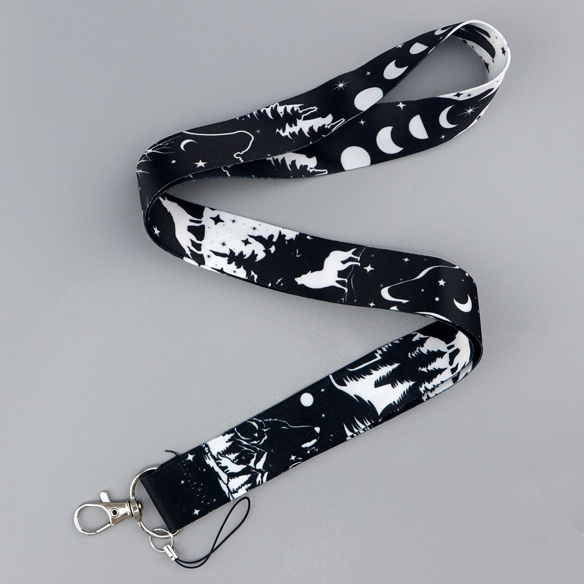 Moon Wolf Credential Holder Wild Animal Lanyards for Keys Neck Strap ID Card Gym Phone Straps DIY Hang Rope Keyrings Accessories