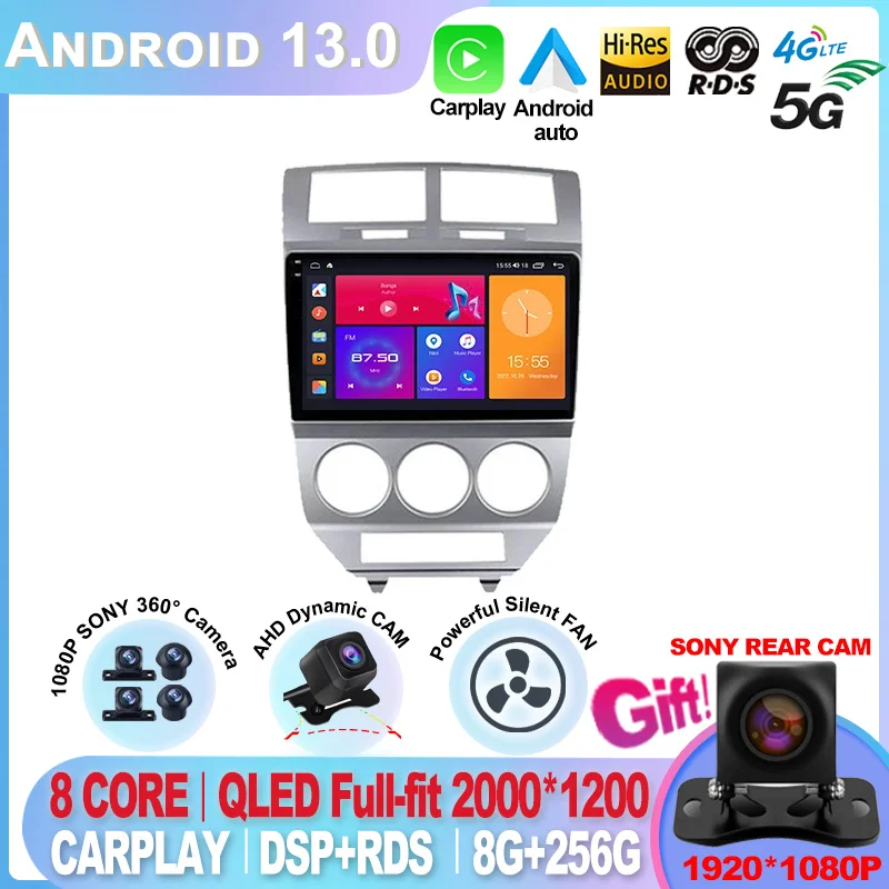 

Android 13 for Dodge Calibre 2007-2010 Carplay Dvd Autoradio DSP 5G Wifi 2 DIN Car radio multimedia video player gps Navigation