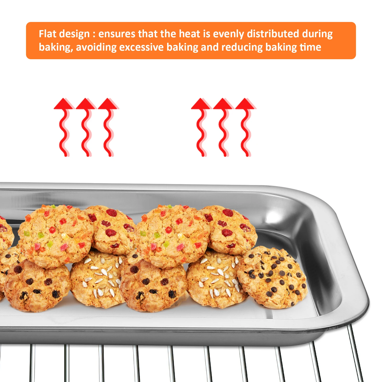 

10 Pcs Oven Stainless Steel Bakeware Baking Tins Non Stick Metal Cookie Trays for with Rack