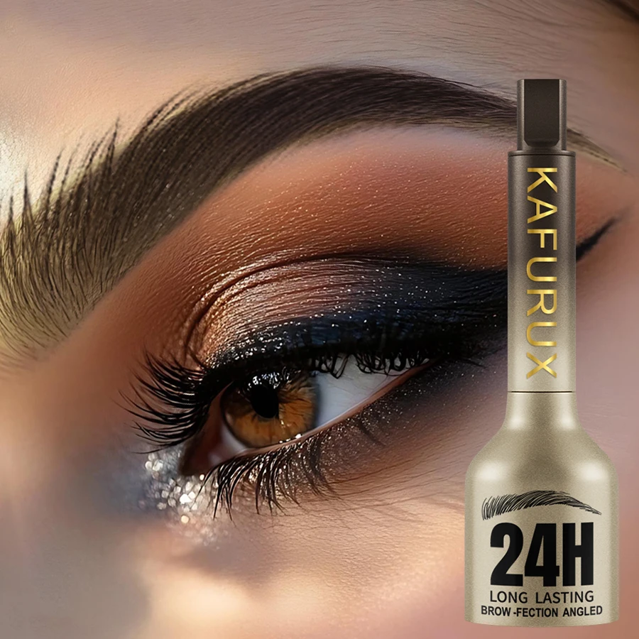 3 ألوان ثلاثية الأبعاد صبغ قلم الحواجب شعري مضاد للتلطخ مقاوم للماء طويل الأمد أسود بني فرشاة كبيرة كريم ماكياج العين البرية الطبيعية #4