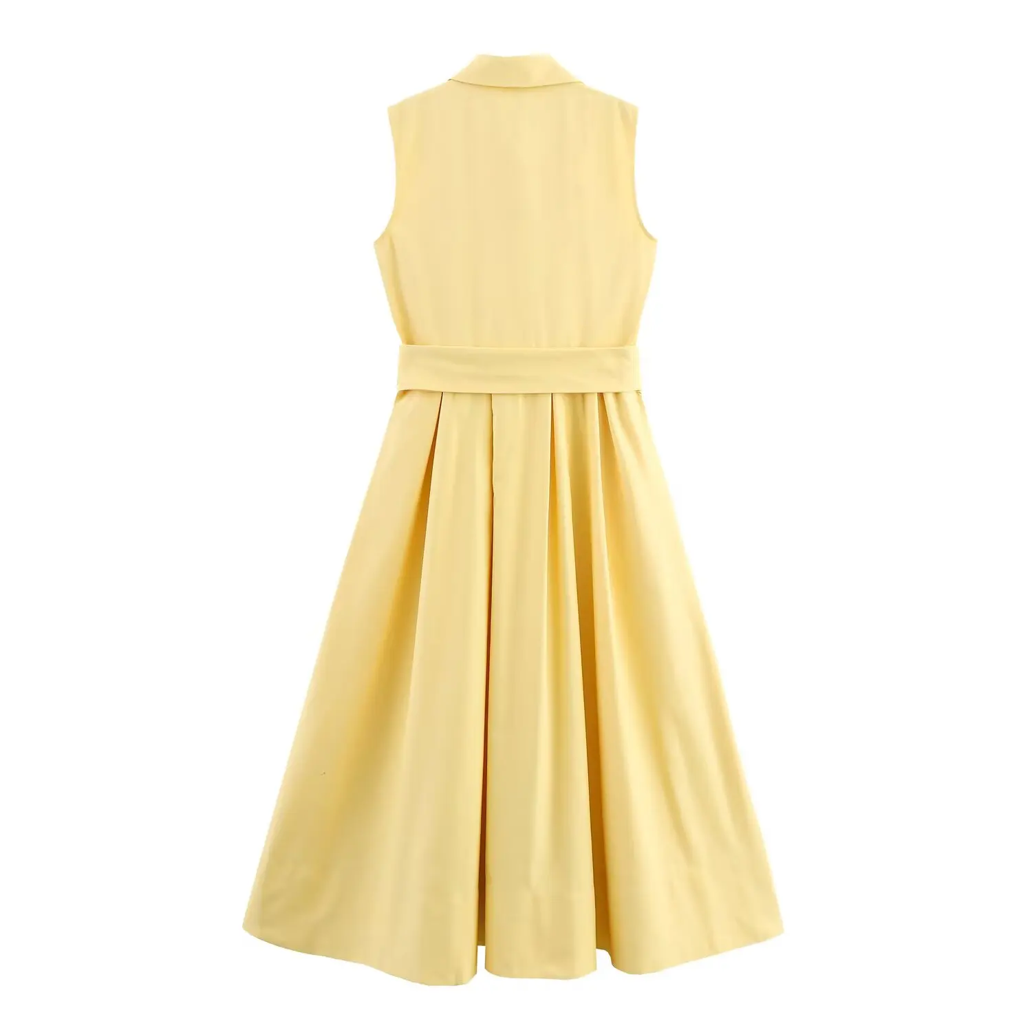  Women's 2025 Summer New Solid Color Series Belt Shirt-style Sleeveless Dress 4043/072