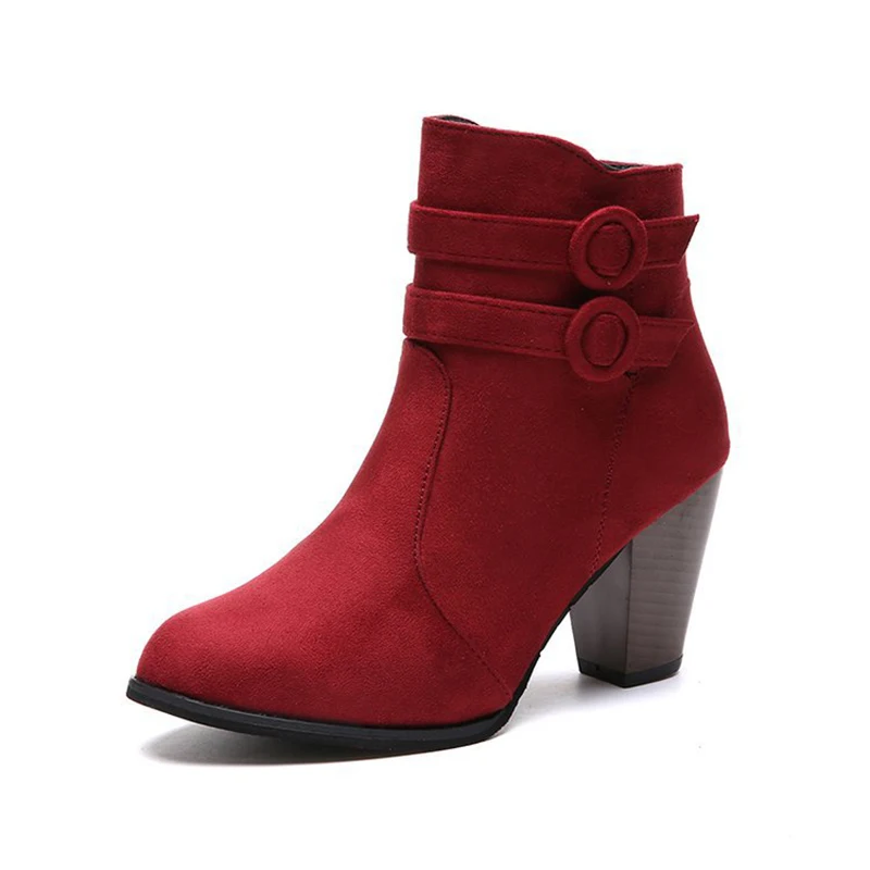 Red Boots Fashion Ankle Boot for Women High Heel Autumn Shoes Woman Fashion Platform Zipper Comfortable Size 43 Botas Mujer Fema