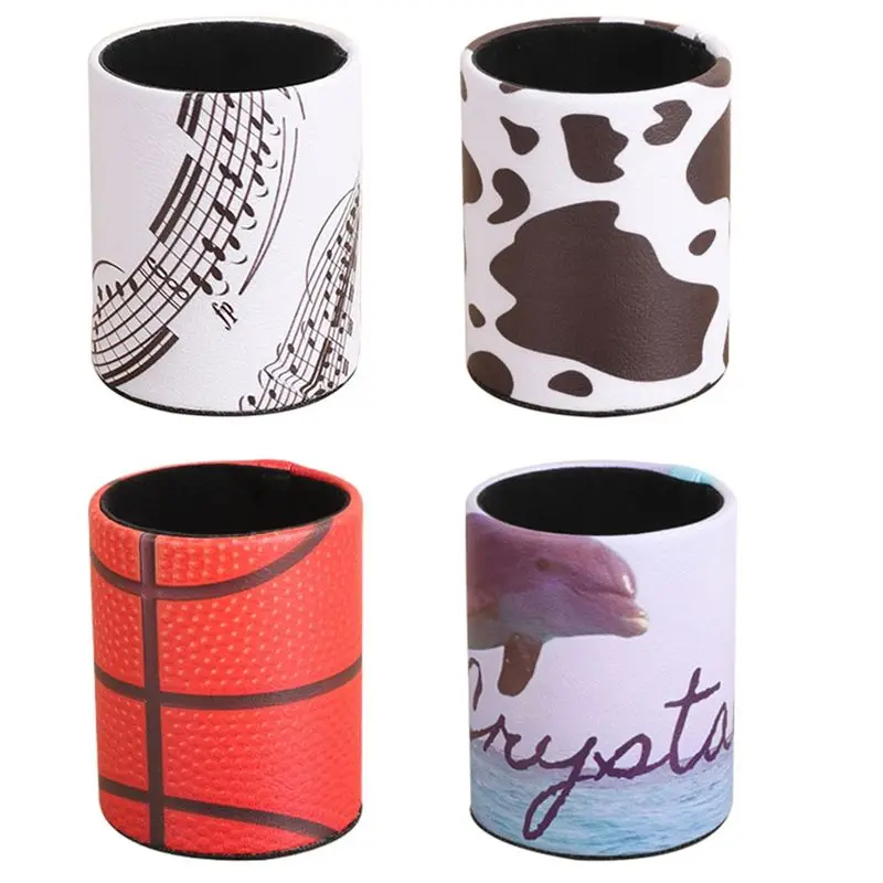 

AEF7-4PCS PU Leather Desk Pen Holder Pencil Desk Organizer 3.1X 3.1X 4Inch Pencil Holder For Desk, Office Pen Organizer