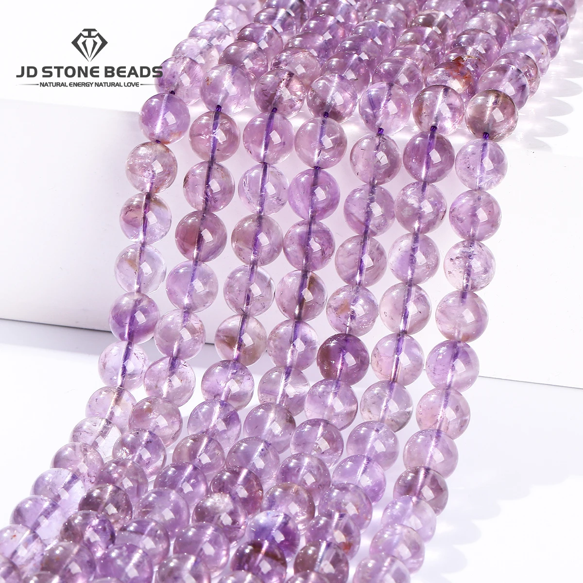 

5A Natural Brazilian Ice Amethyst Beads Round Loose Spacer Bead for Jewelry Making Diy Necklace Bracelet Accessory 15" Inch