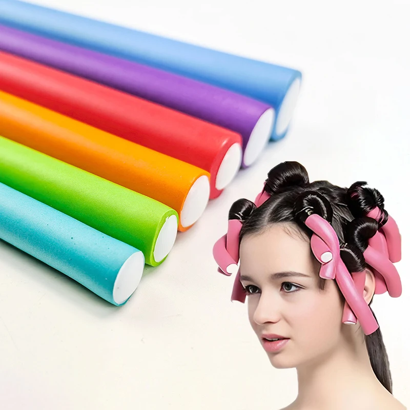 10pcs Flexible Hair Curling Rod Hair Curler Makers Soft Foam Bendy Twist Curls Flexi Rollers Styling Tools No Heat Roller