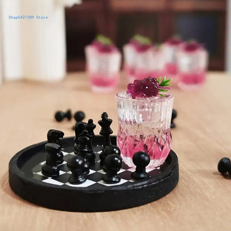 Miniature Juice Latte Art Dollhouses อุปกรณ์เสริมสำหรับนักสะสมและของตกแต่ง