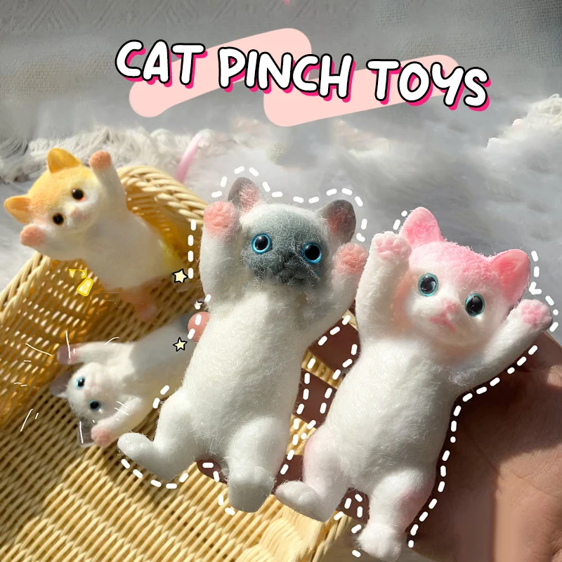 Cute Raise Hand Little Cat Model Stress Relieving Toys Slow Rebound Children Decompression Animal Ornaments