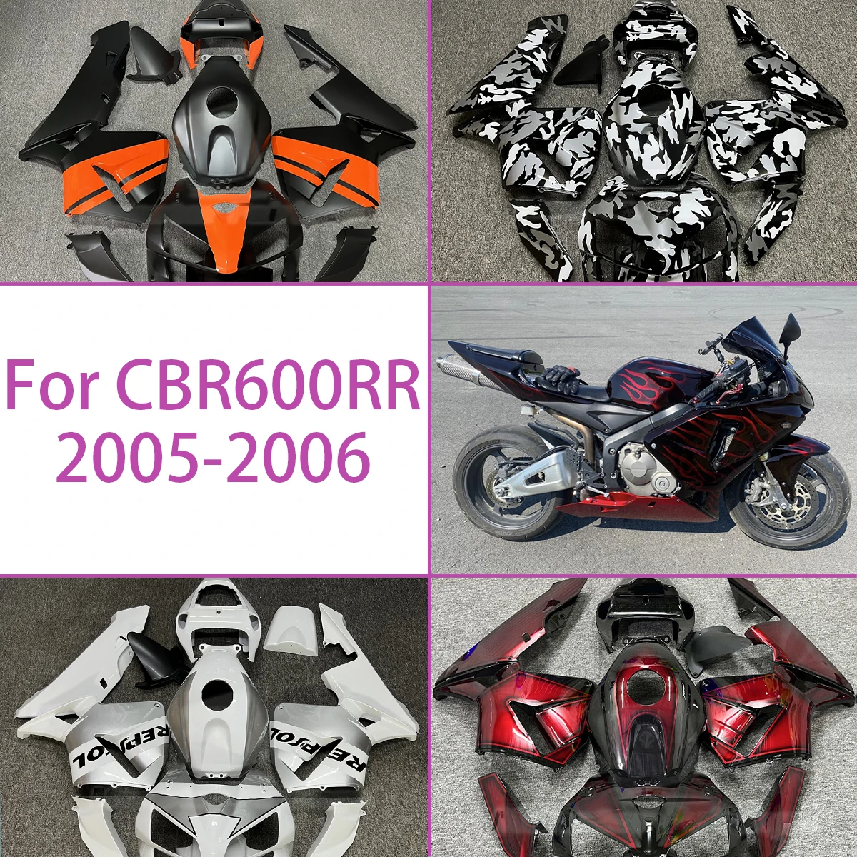 

Литые под давлением обтекатели из АБС-пластика для Honda CBR600RR 2005 2006, полный комплект обтекателей кузова 05 06 CBR 600RR