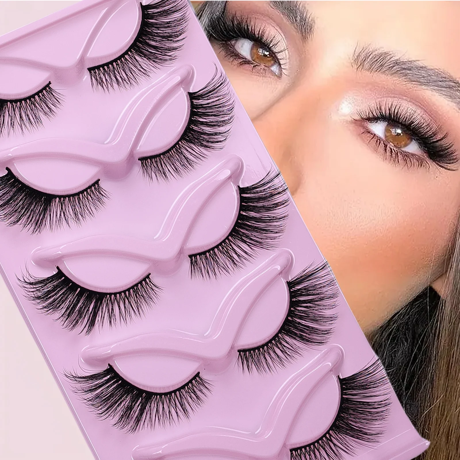 5 paia di ciglia finte 6D ciglia finte super soffici effetto occhio di gatto ciglia drammatiche ciglia