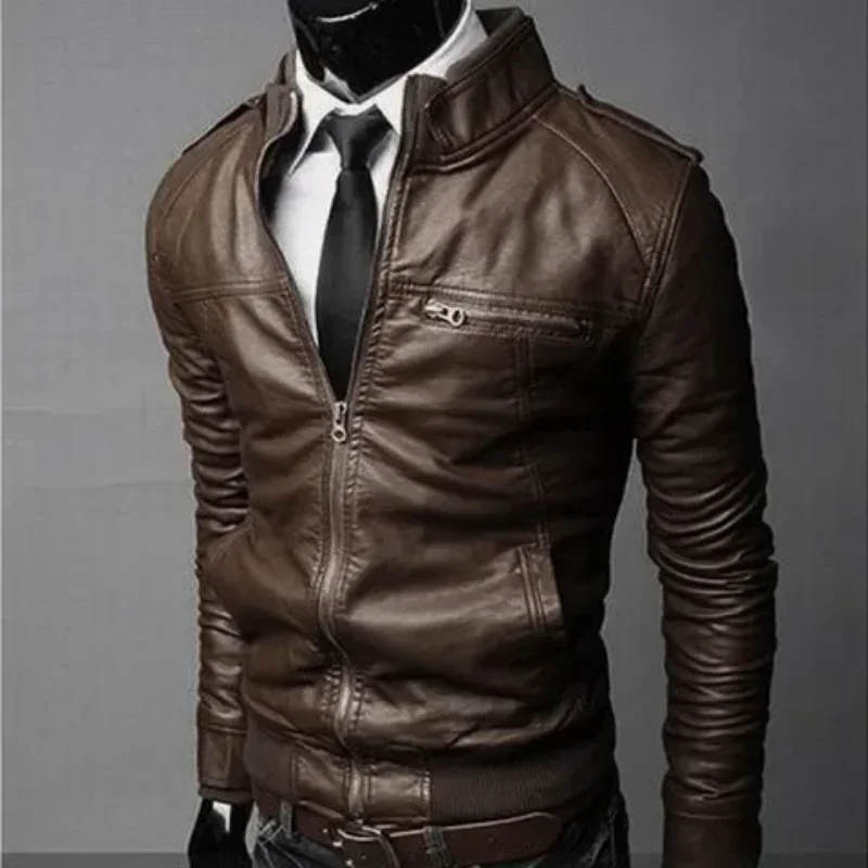 Autumn and Winter New All Match Men's PU Leather Jacket Korean Edition Youth Business Slim Jacket Men's Fashion Classic Top