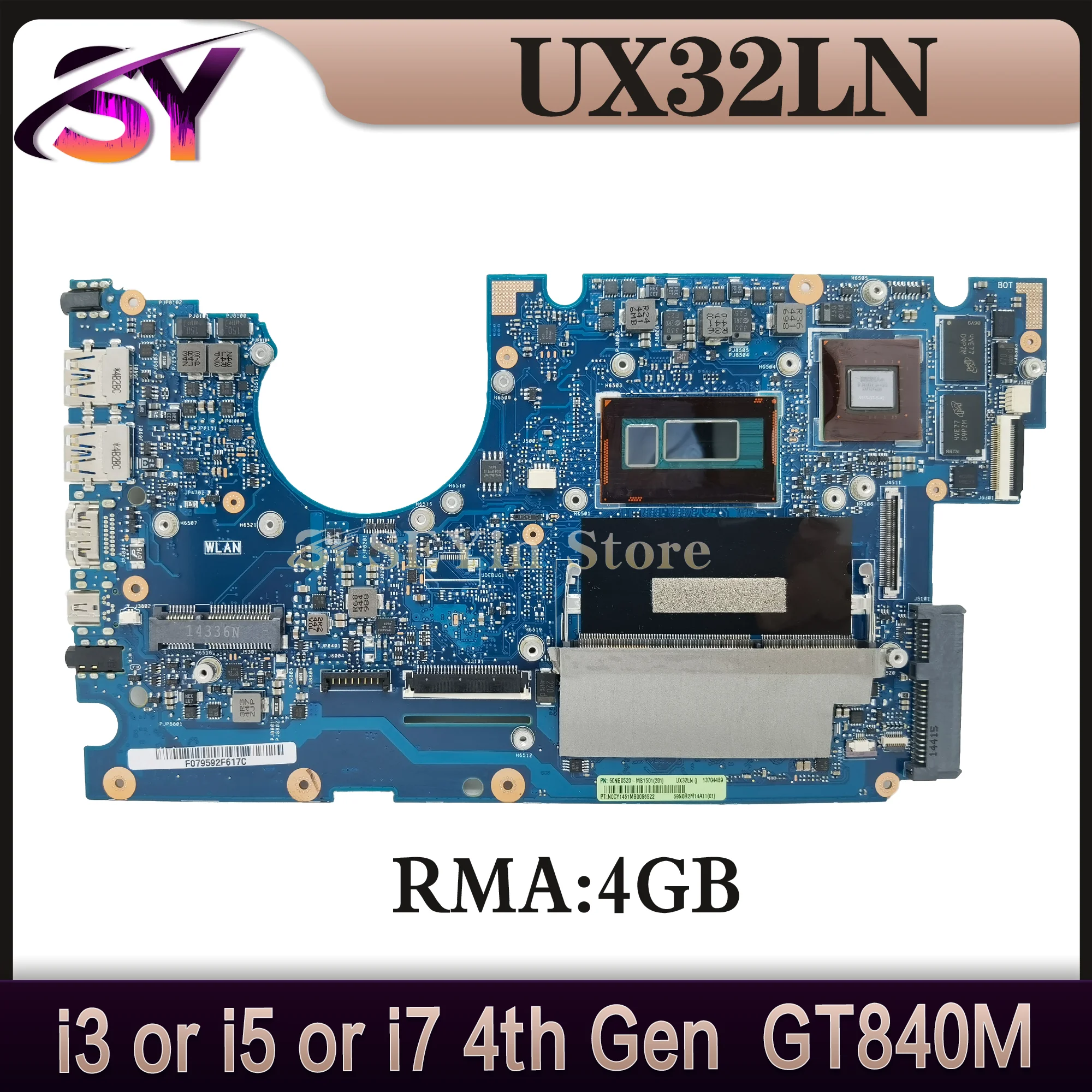 

UX32LA-LN Mainboard For ASUS UX32LN UX32L UX32LA BX32LN BX32LA Laptop Motherboard I3 I5 I7-4th Gen UMA/GT840M 4G/RAM