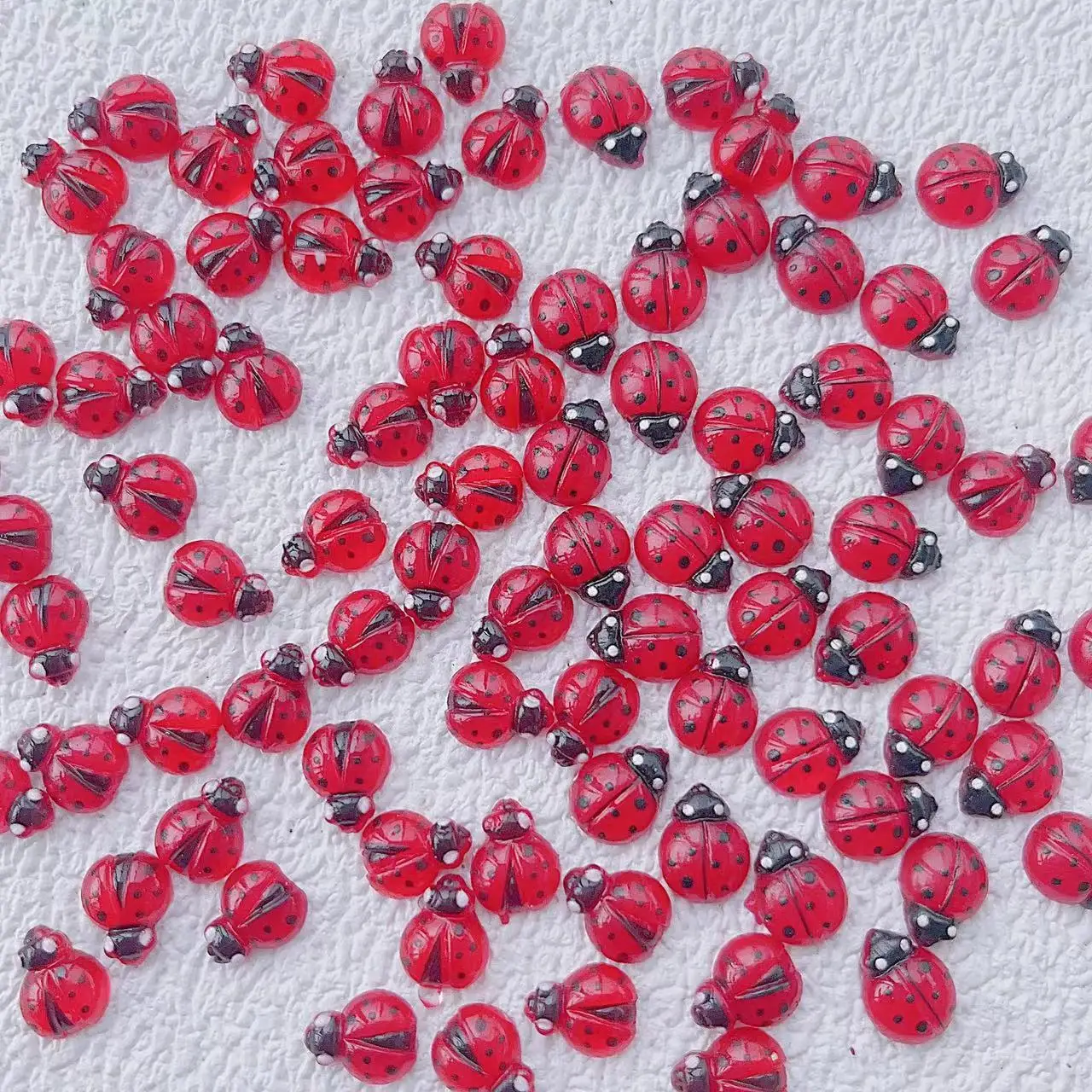 20pcs 3D Resin Nail Charms Kawaii Flatback Cartonn Ladybird Nail Parts Accessories DIY Red Design Nails Art Decoration Supplies