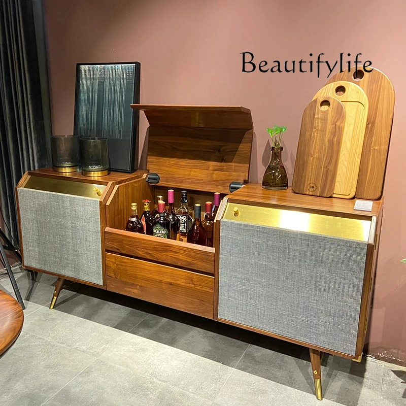 

North American black walnut medieval dining side cabinet can be customized as TV cabinet, all solid wood light luxury locker