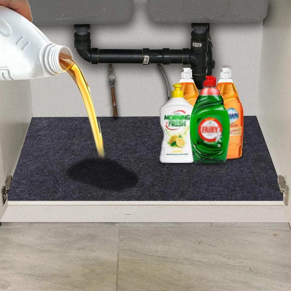 Under The Sink Mat,Kitchen Tray Drip,Cabinet,Absorbent Felt Layer Material,Backing Waterproof No Slip and Easy to Clean Pad