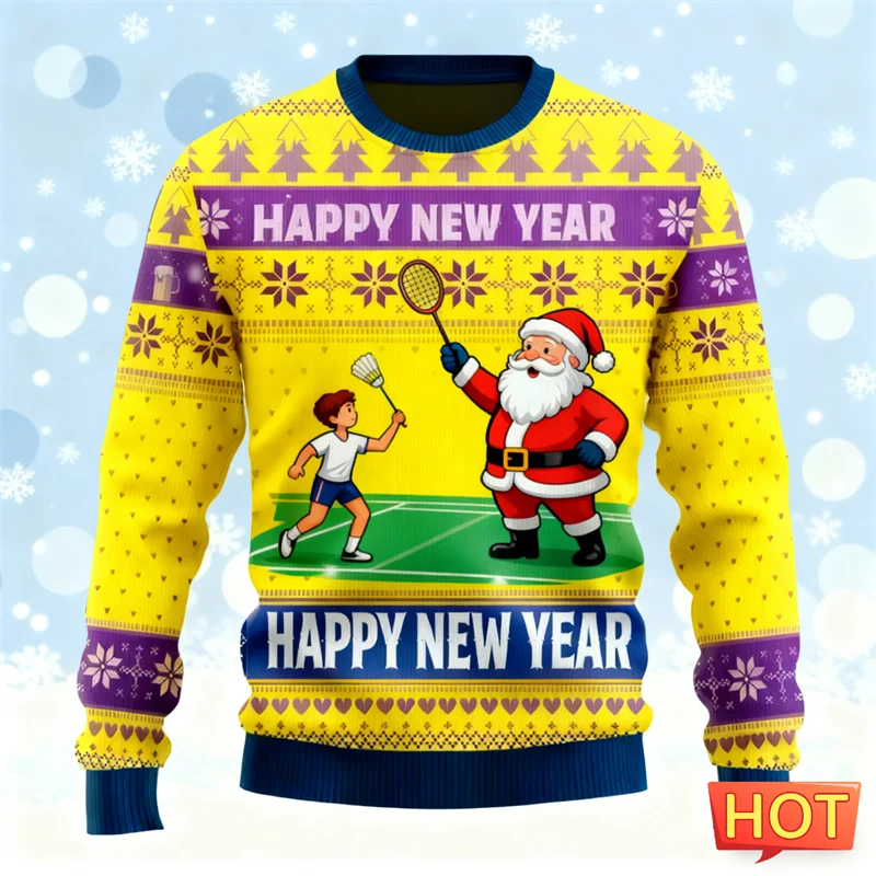 

Милые мультяшные Санта-Клаусы с графикой, уродливые рождественские толстовки для мужчин, модная уличная одежда, толстовки с 3D принтом, повседневные топы большого размера