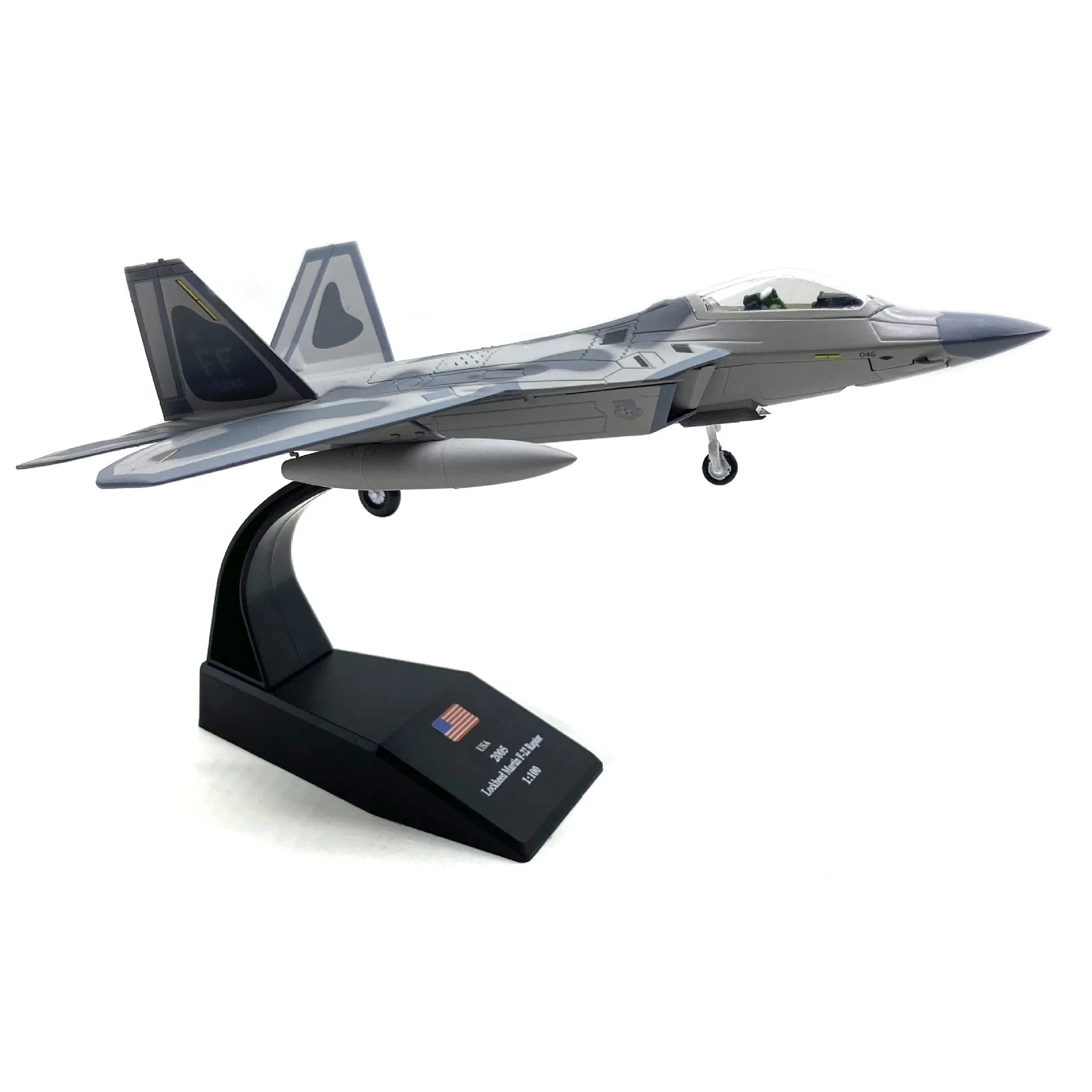 1/100 Scale F-22 Raptor Fighter Attack Plane Metal Fighter Military Model Jet Model Diecast Aircraft Model Plane Model Collectio