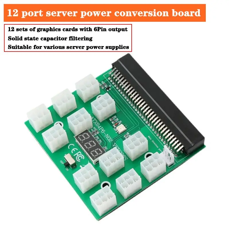 Server Power Conversion Board To 6Pin Adapter Card 12V Adapter 8P Graphics Card Power Supply Support Self Start 12/13/17/21 Port