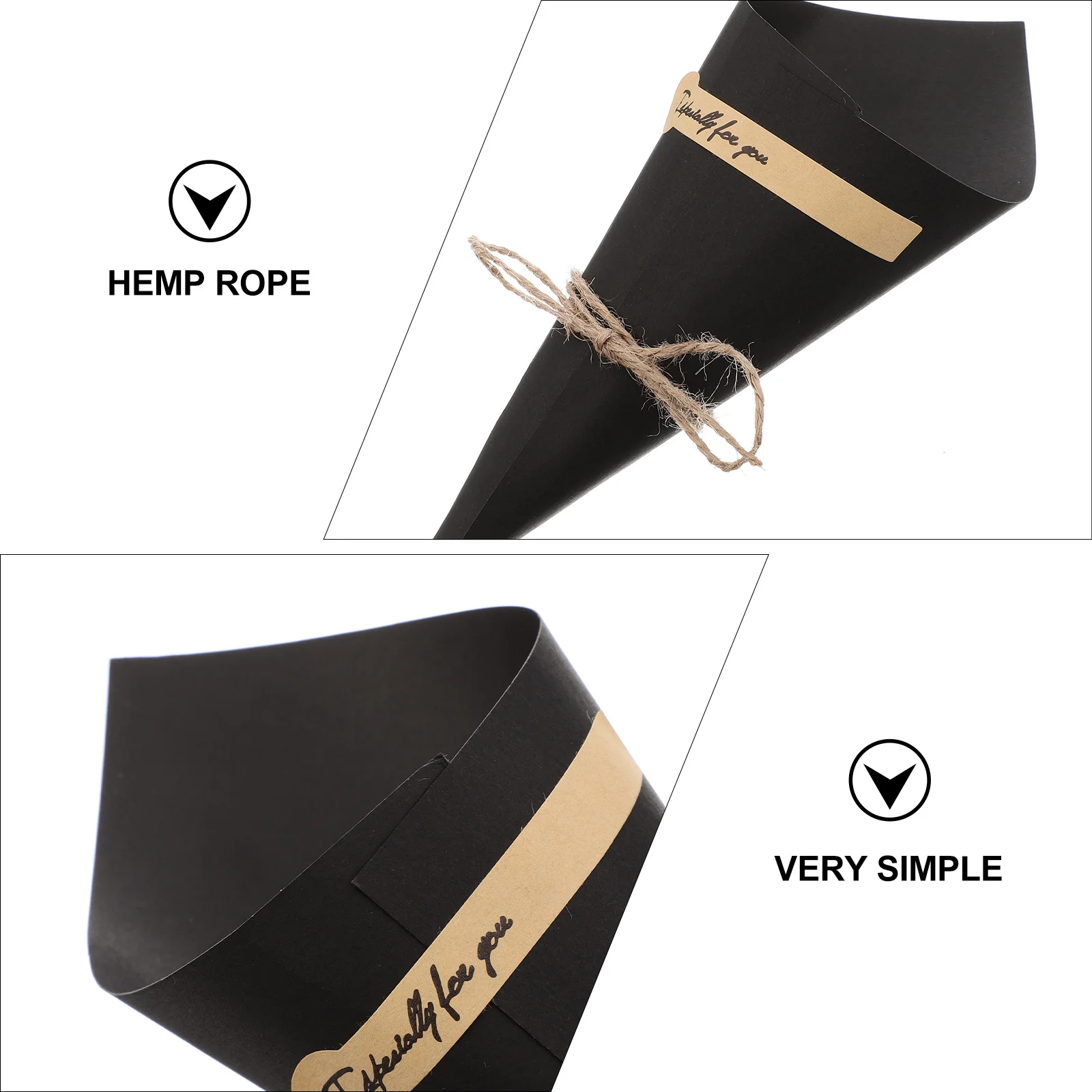 50 Pcs Cone Cake Tube Ice Cream Paper Cones Gift Boxes Conical Candy Rope Wrapping