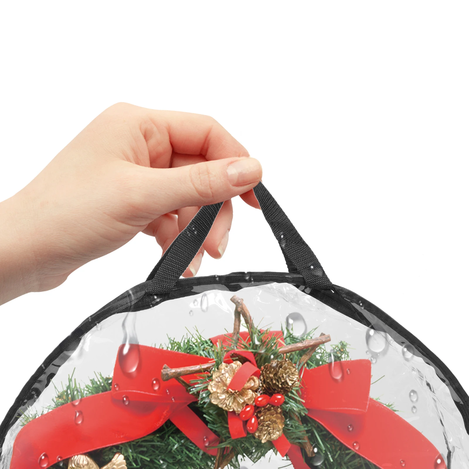 

2Pcs Wreath Bag Round PVC Large Gift Packing Bag Size Holder Festival Decorations Gift Packing Transparent Black