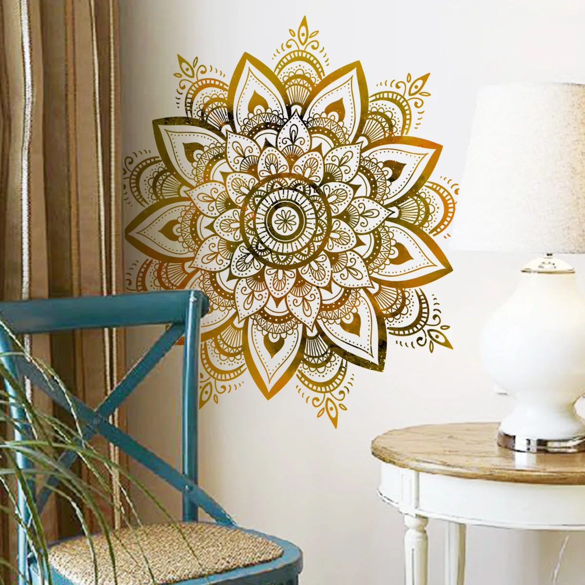 Mandala Lotus Vinyl Wall Stickers Bohemian style For Living Room Decoration Bedroom accessories Wall Decor Room Decor Aesthetic