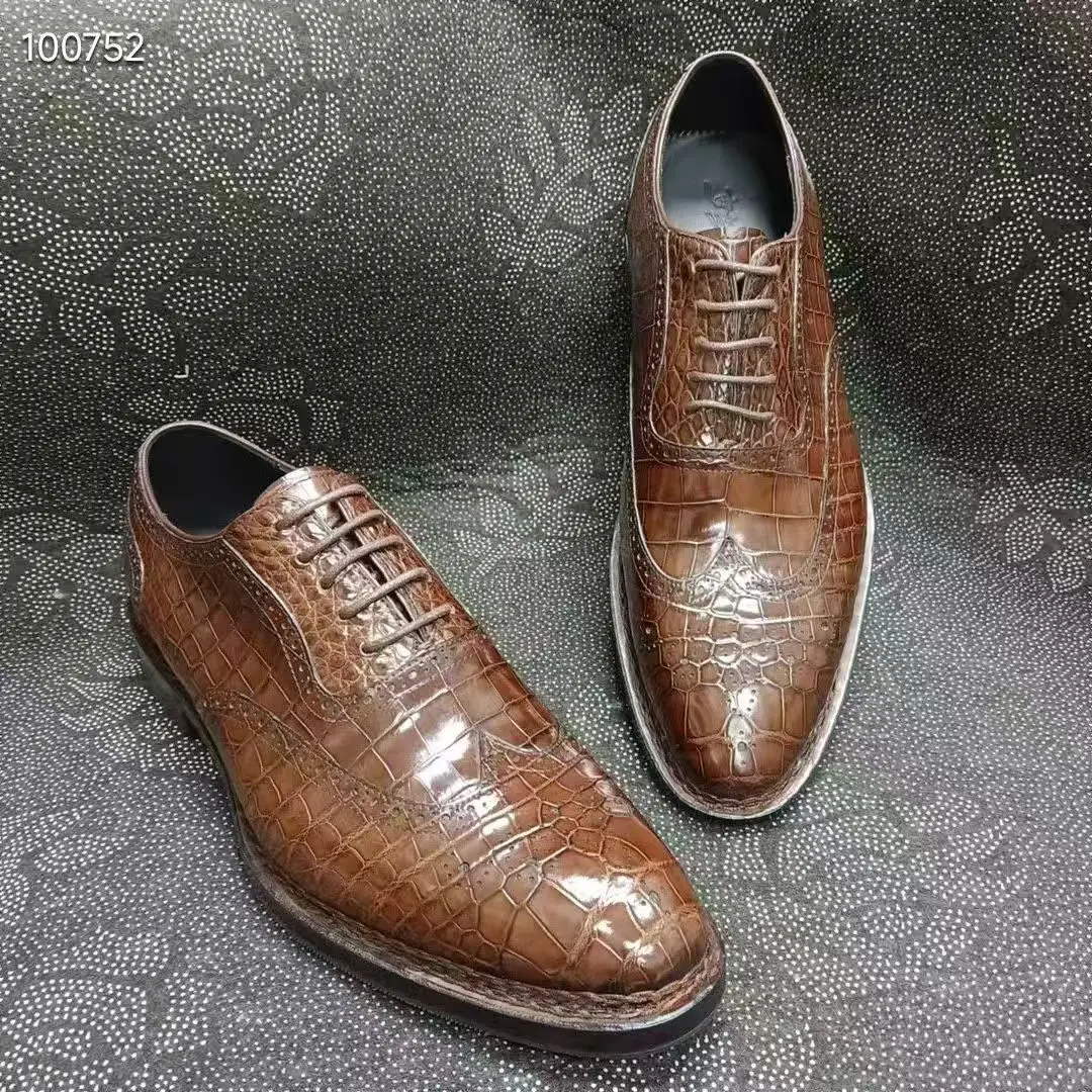 2025 Luxury Crocodile Skin Men's Sneakers 100% Genuine Real Shoe Leisure Fashion Men Official Business Dress Shoe Light Brown
