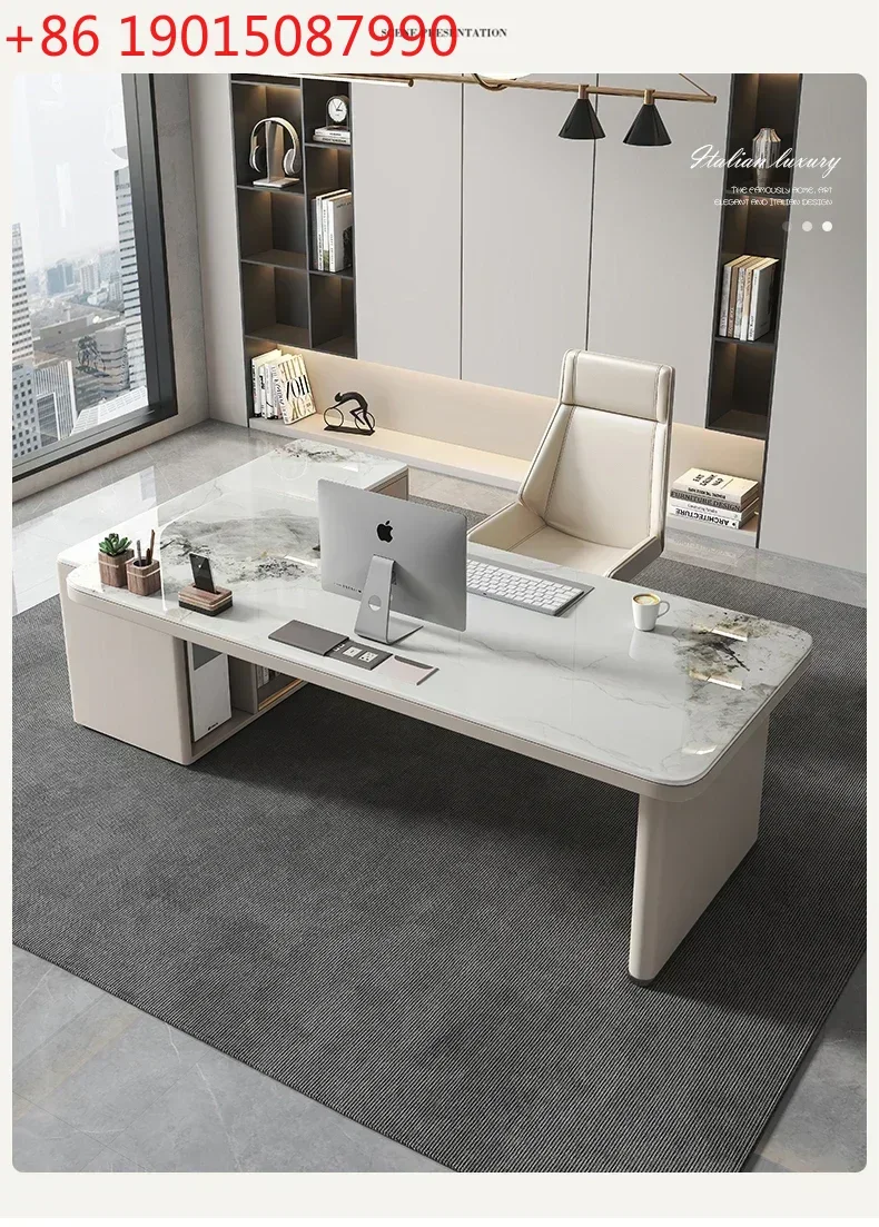 

Italian Light Luxury Modern Stone Plate Corner Desk Household Minimalist Desk High-Grade Computer Desk