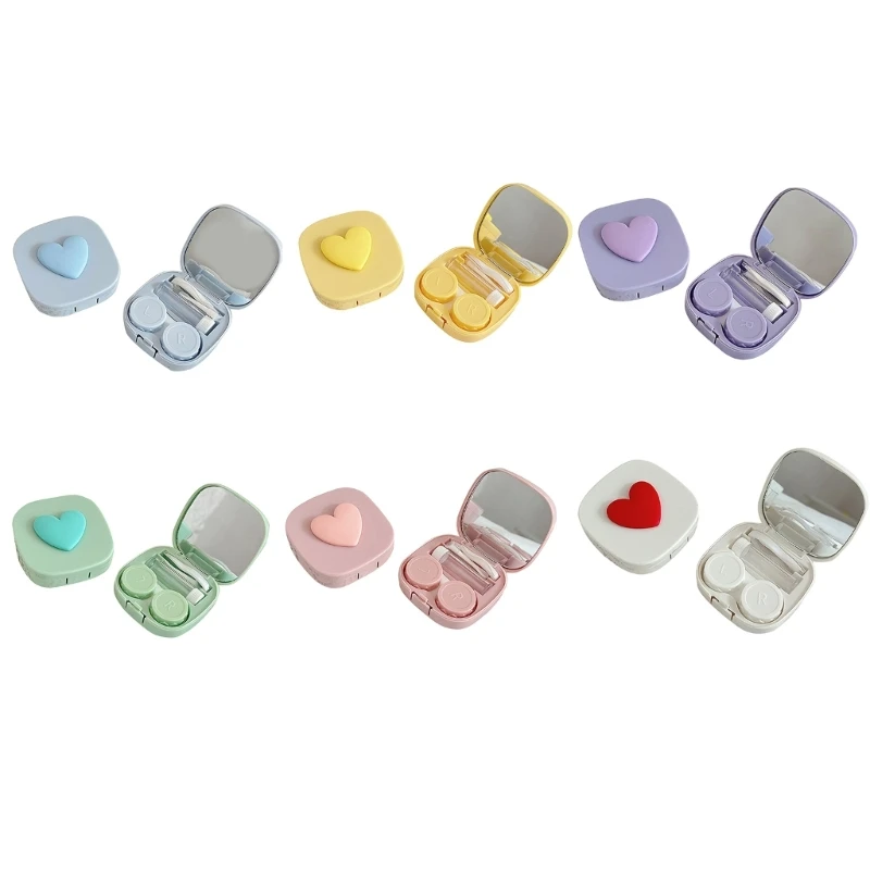 

Contact Lens Case(Square and Heart) for Travel & Home Colorful Heart Lenses Remover Tool with Mirror N58F