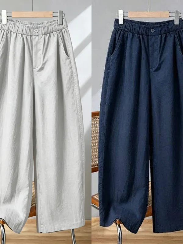 Summer Thin Wide Leg Pants Women's Slimming Balloon Pants Breathable Popular Large Size Nine Points Casual Knife  Pants
