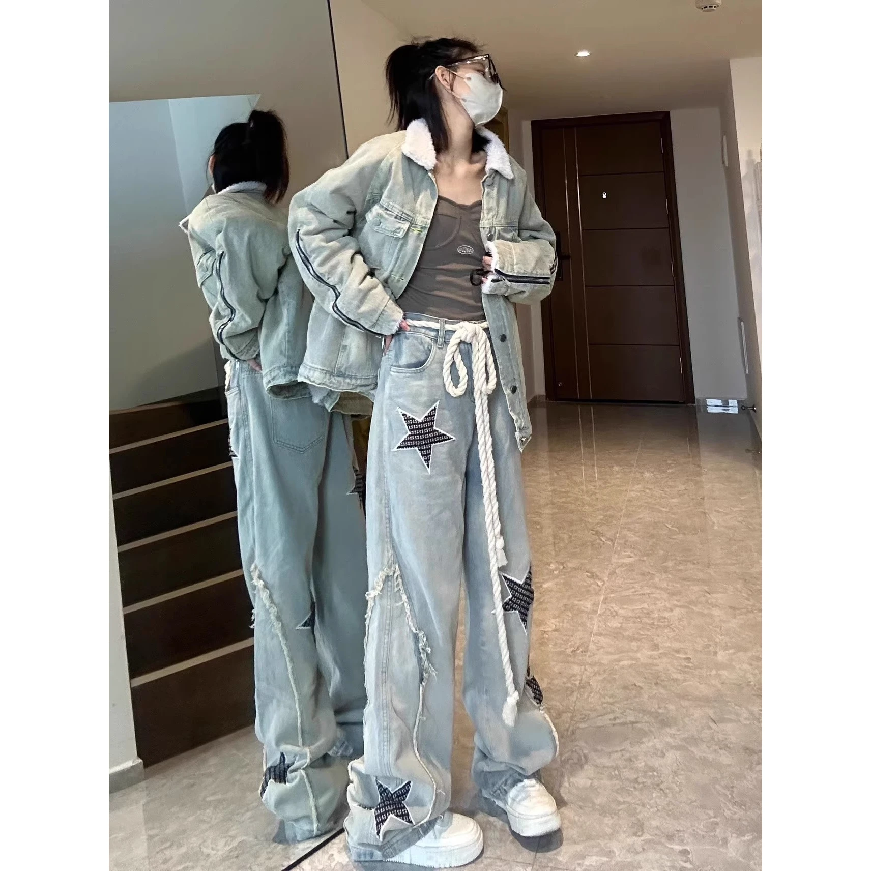 

Retro High Waist Wide Leg Jeans Straight Cut Loose Fit Denim Pants for Men And Women Autumn Winter plus Size Street Style