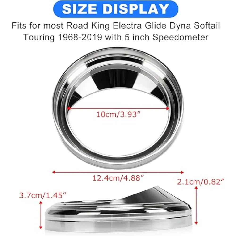 Motorcycle Speedometer Gauge Bezel Cover Trim Ring Visor for Road King Electra Glide Dyna Softail Touring with 5 
