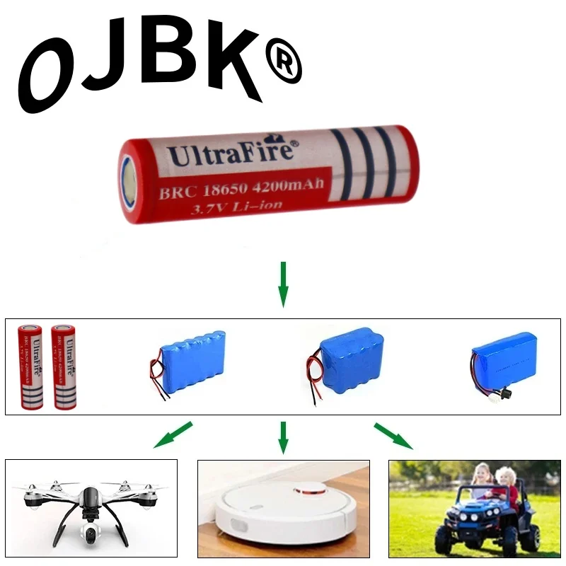 2024NEW Bestselling 18650Battery BRC18650 3.7V 4200MAH Li Ion Rechargeable Battery Suitable for Toy Models, Shavers Screwdriver