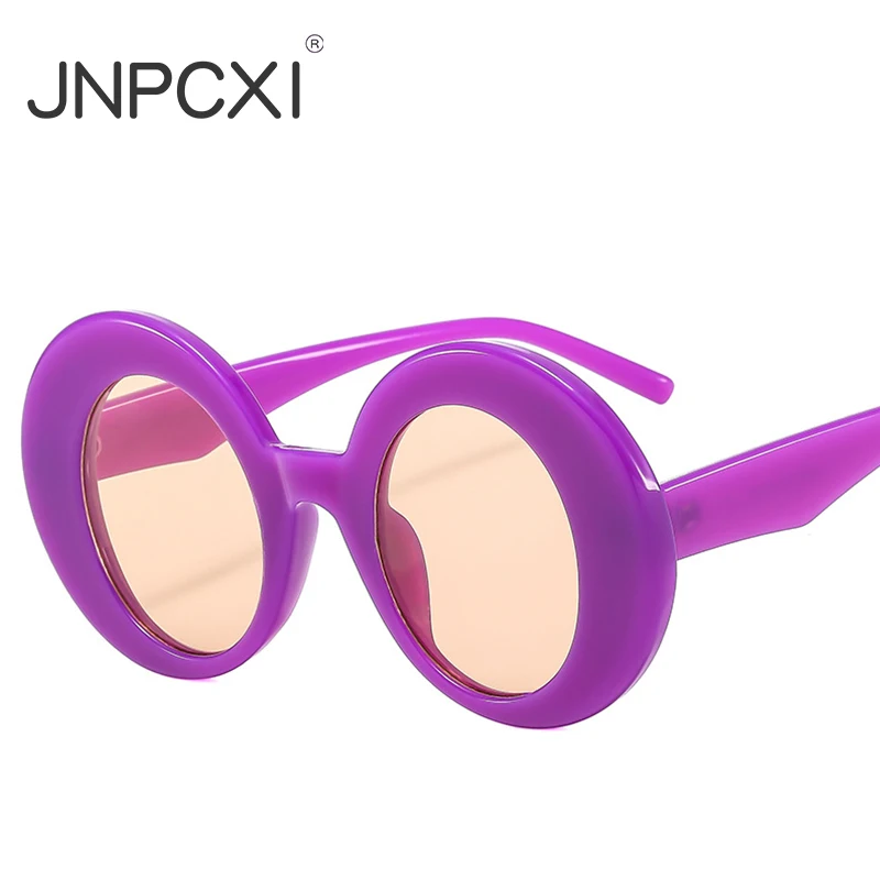 JNPCXI Fashion Oversized Women Oval Orange Colorful Sunglasses Retro Gradient Punk Men Sun Glasses