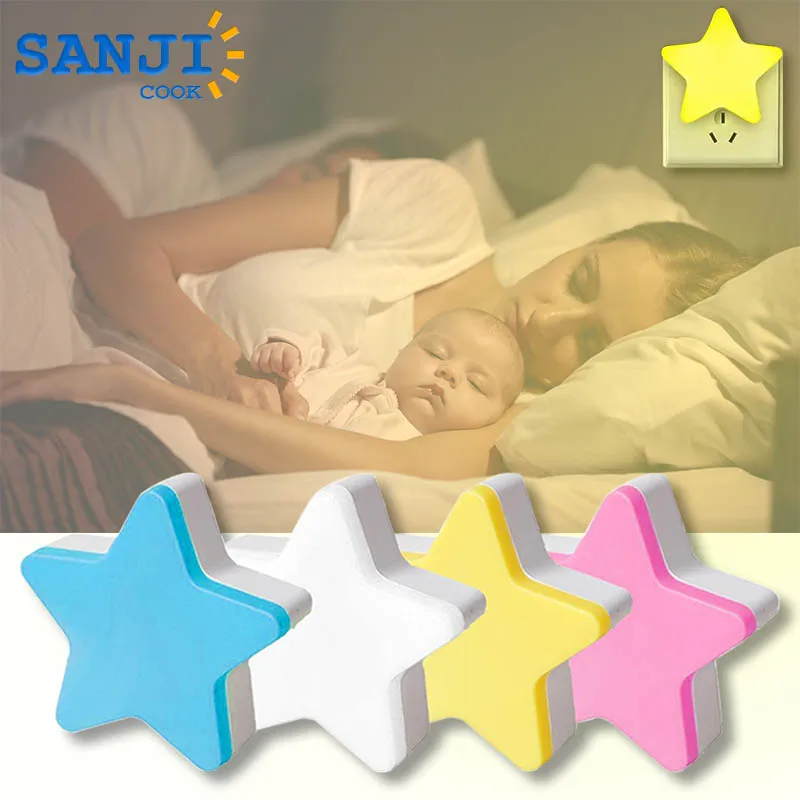 SanjiCook New LED Night Light Stars Light Control Induction Lamp Bedroom Color Bedside Lights Mini Energy Saving Childrens Light