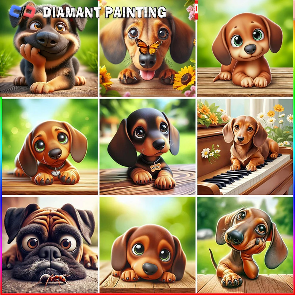 النبي الماس اللوحة الوافدين الجدد الكلب التطريز الحيوان كامل مربع جولة فسيفساء 5D DIY صورة الاكريليك ديكور المنزل #1